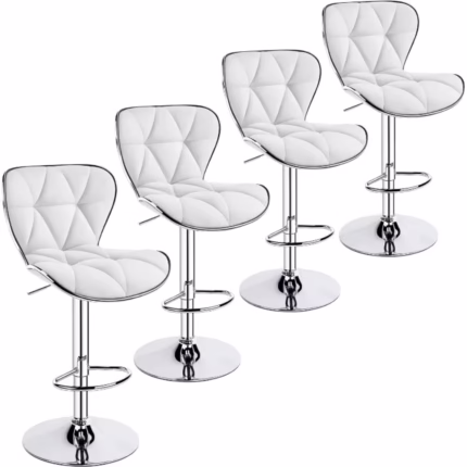 Stylechic Island Chairs Bar Stools Set of 4 Fashionable Bar Chairs Adjustable PU Leather Swivel Stools Chair with Shell