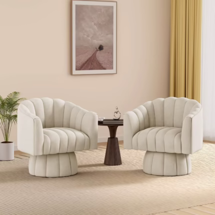 Stylechic Swivel Accent Chair Set of 2,Mid Century 360° Swivel Barrel Chair