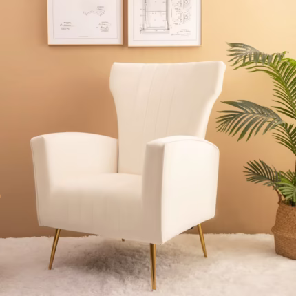 Stylechic Velvet Accent Chair, Wingback Arm Chair with Gold Legs